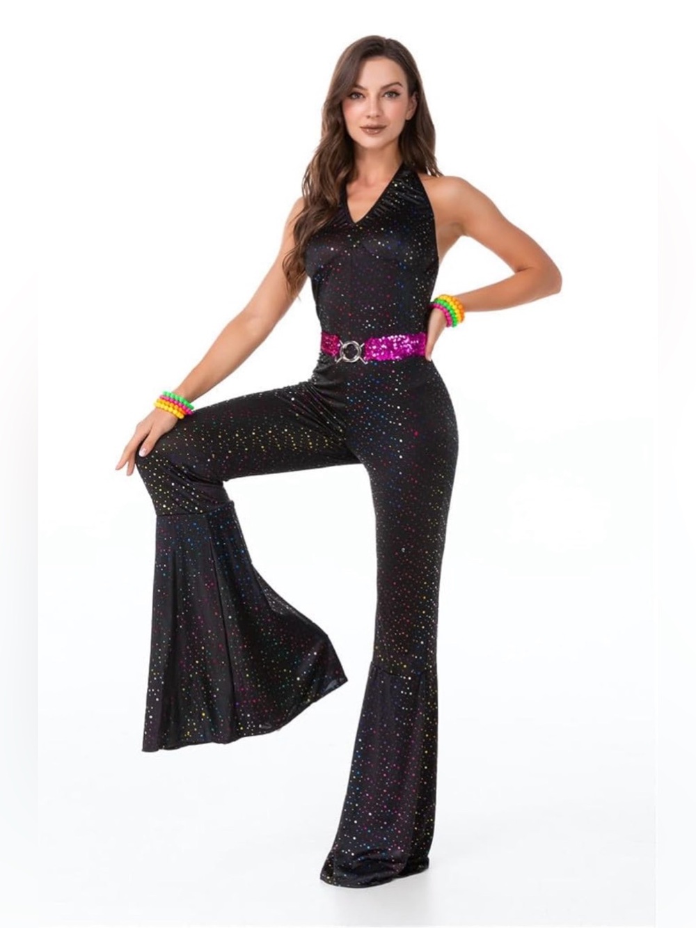 Dynamic Vintage 80s Disco Stage Costume Set Female Bar Singer Outfit Dancer